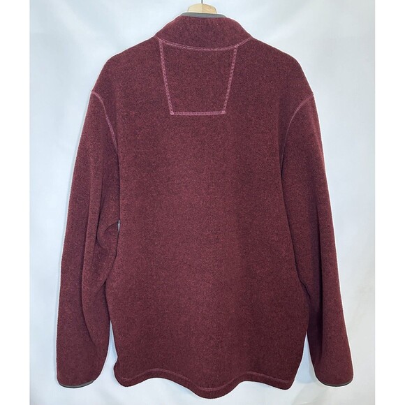 G.H. BASS & CO Explorer 1/4 Zip Up Burgundy Fleece Sweater Men's XL - Picture 2 of 6